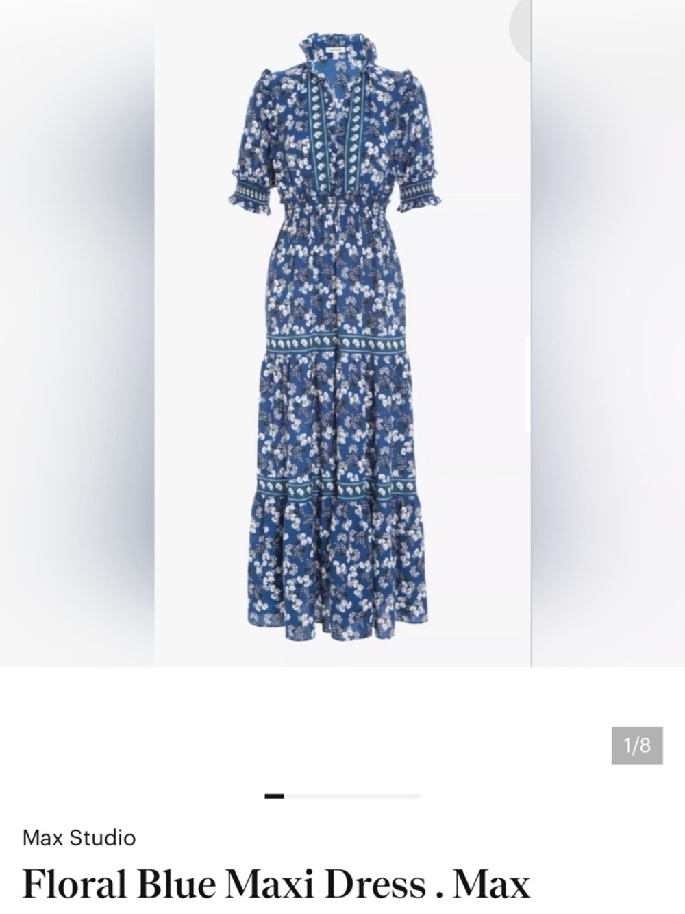 Max Studio Navy Blue Floral Tiered Maxi Dress